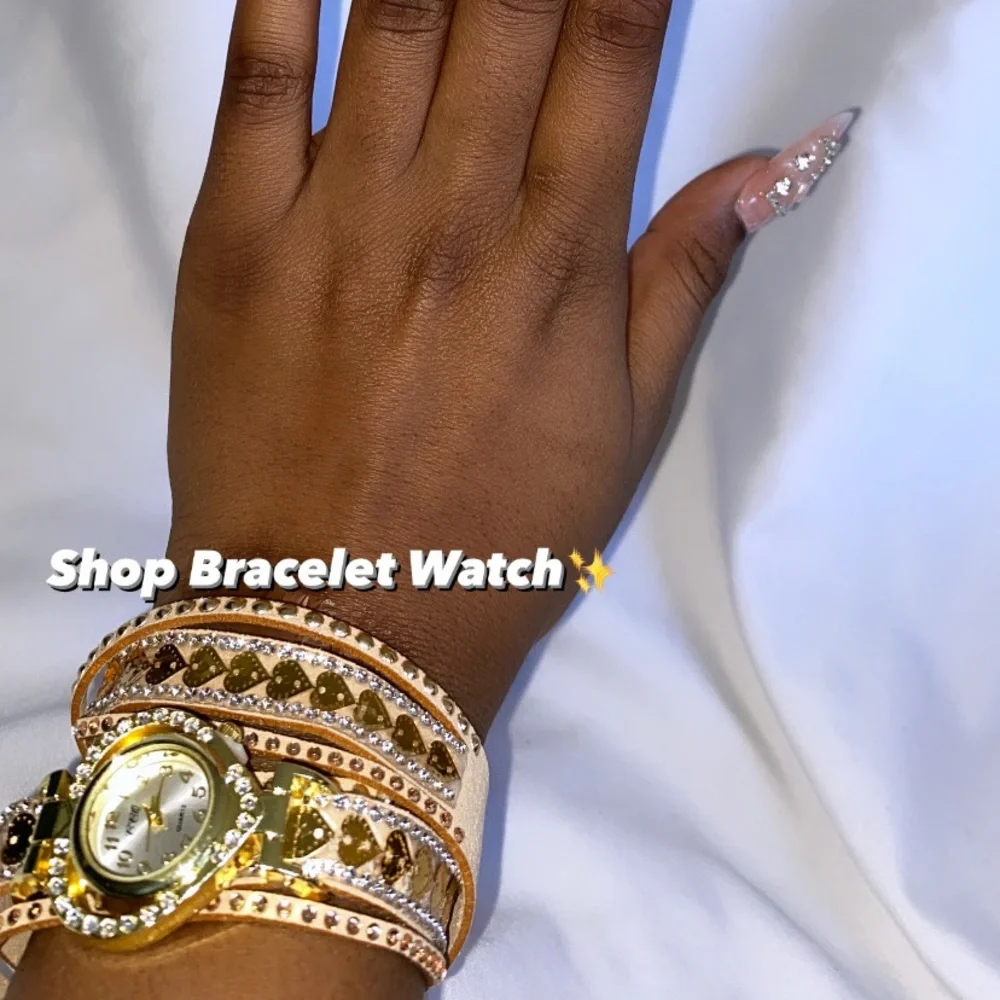 Heart & Rhinestone Watch Bracelet - Picture 2 of 4